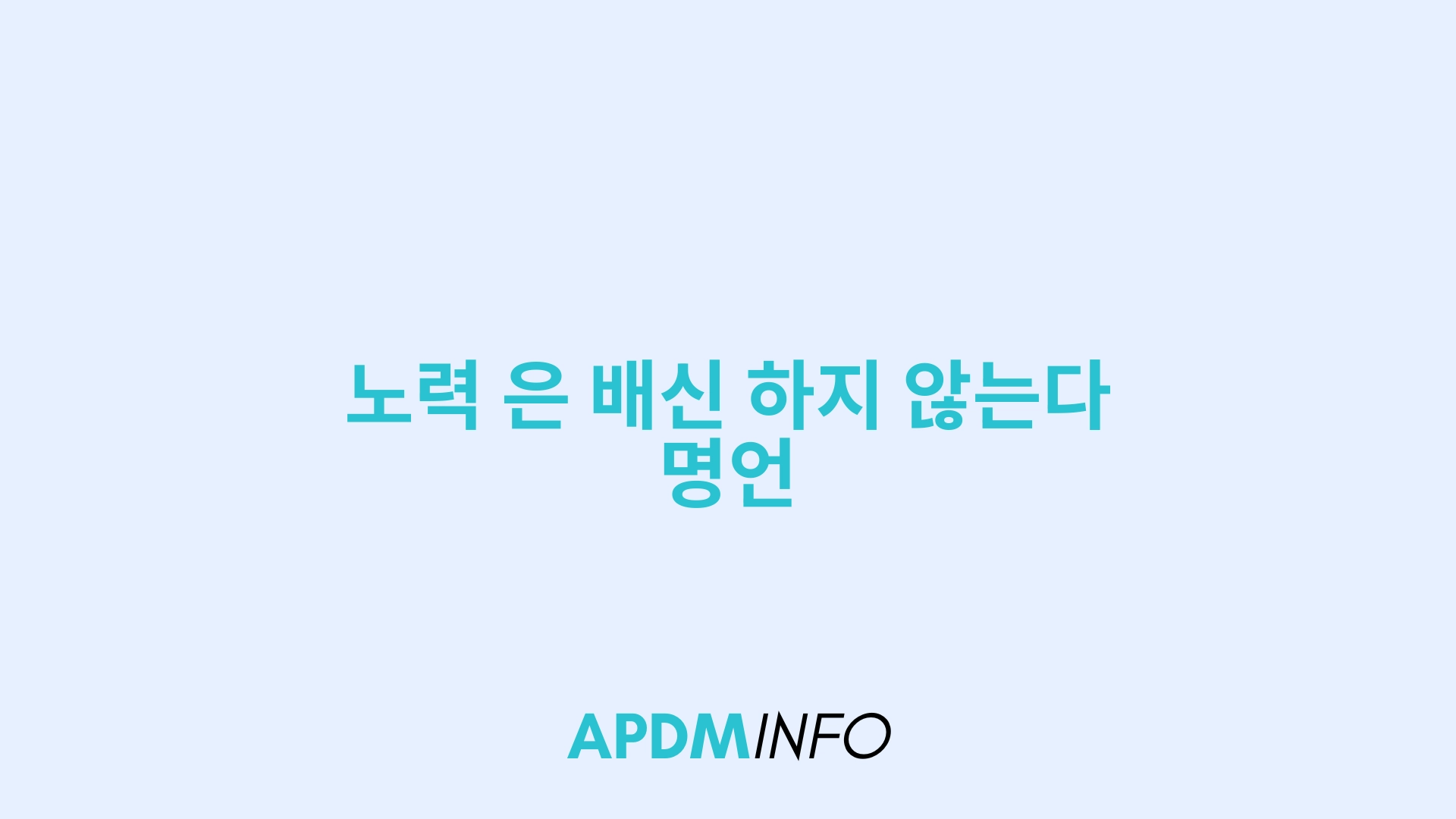 노력 은 배신 하지 않는다 명언